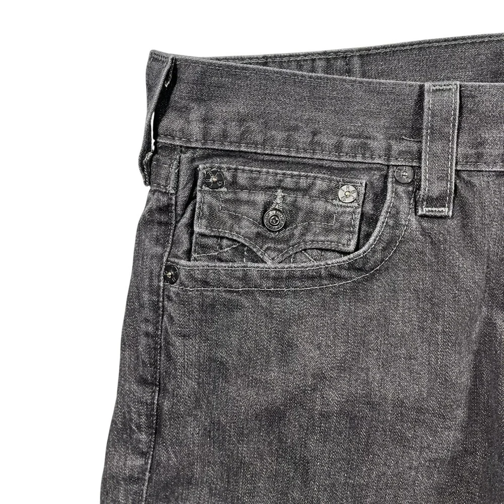 True Religion Ricky‎ Jeans Men's 34 (Fits 37x29.5) Flap Pockets Gray Preppy USA